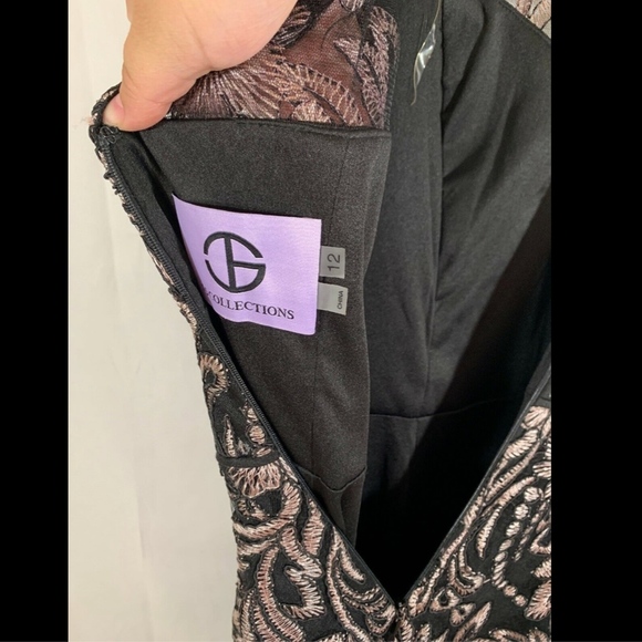 NEW JS Collections Embroidered Trumpet Gown‎ in Black/Pink [SZ 12 ] - Picture 7 of 8